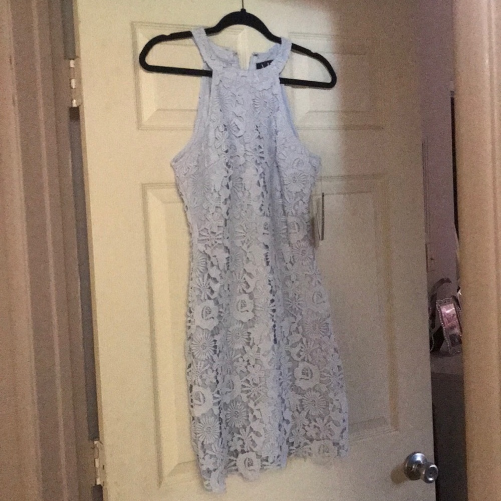 Lulus love poem lace dress, baby blue